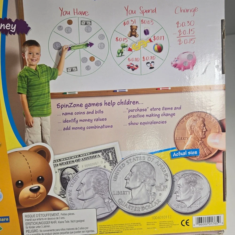 Educational Insights SpinZone Magnetic Whiteboard Games Money Counting Learning